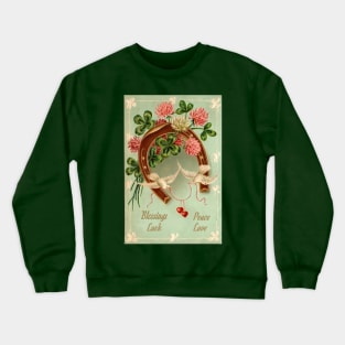 Vintage Postcard Image - Blessings, Peace, Luck, and Love Crewneck Sweatshirt